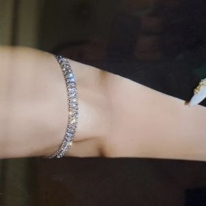 New 18K White Gold Baguette Square Diamond Necklace